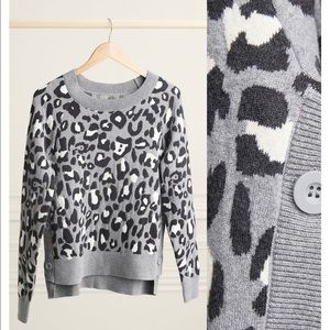 Stella & Dot Side-Button Sweater - leopard print